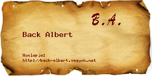 Back Albert névjegykártya