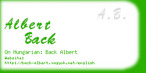 albert back business card